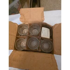 Vintage Clear Pressed Glass Punch Cups (set of 12, original box & packing slip)